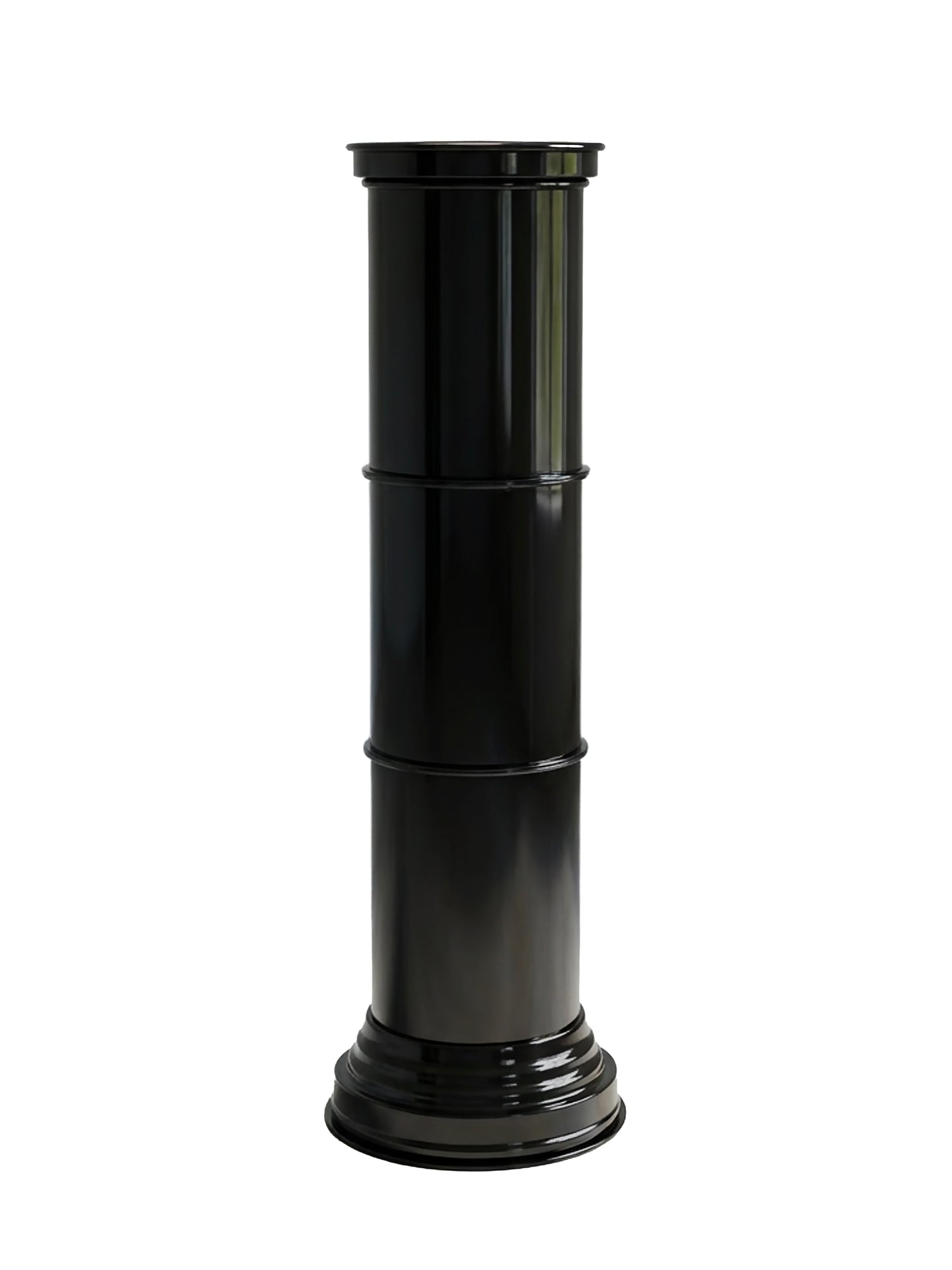 colonna piedistallo design in metallo nero lucido adatto per showroom e appartamenti eleganti