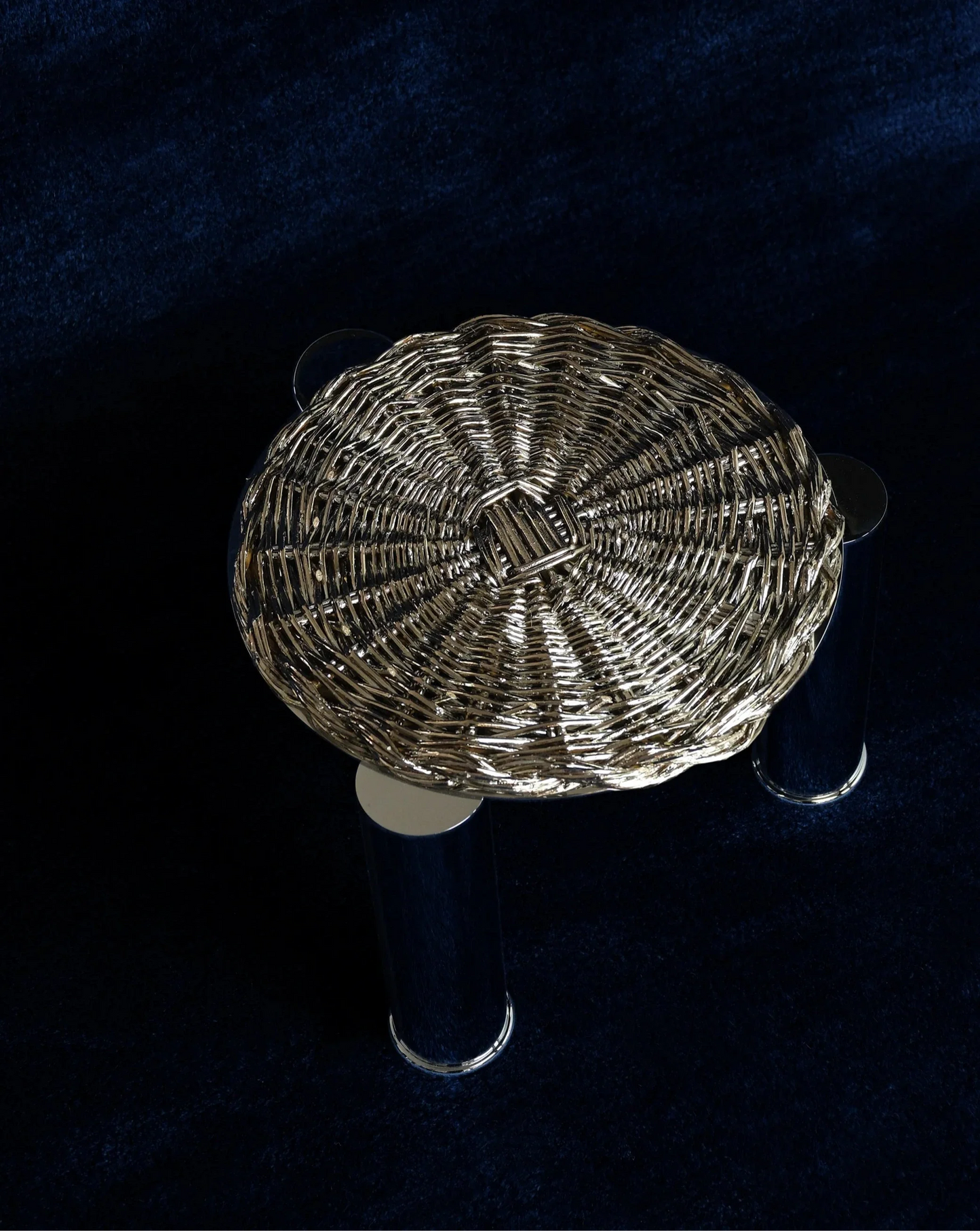 EL02 - Tavolino in metallo intrecciato silver plated - tavolino coffee table side table intrecciato silver plated