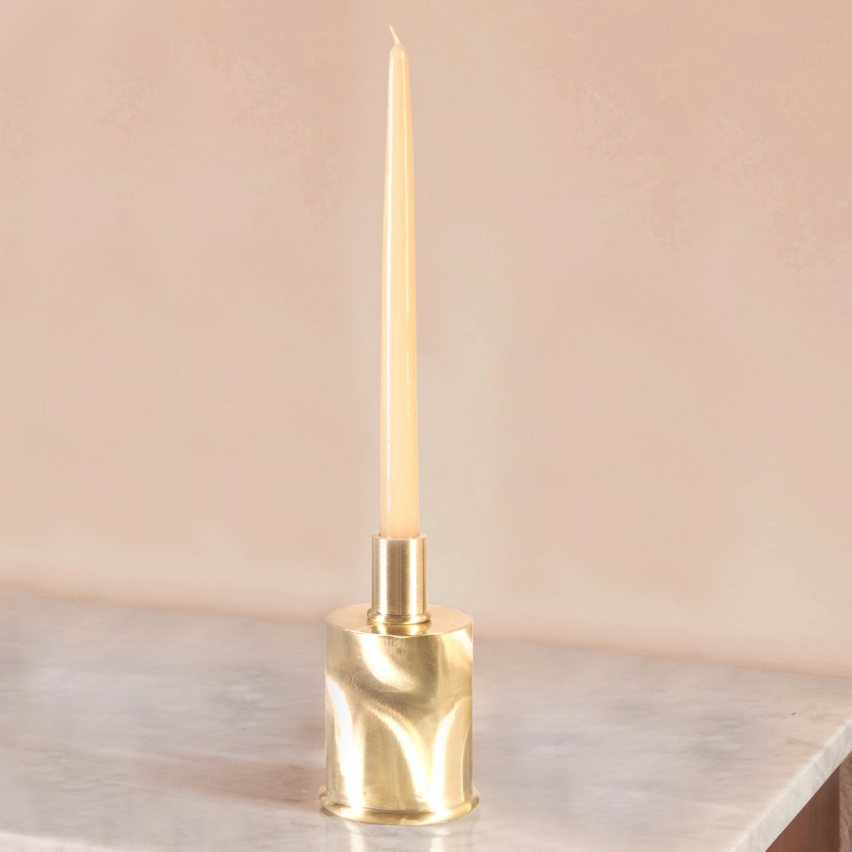 Portacandele in ottone spazzolato design moiré elegante e raffinato - candeliere candelholder portacandele bugia