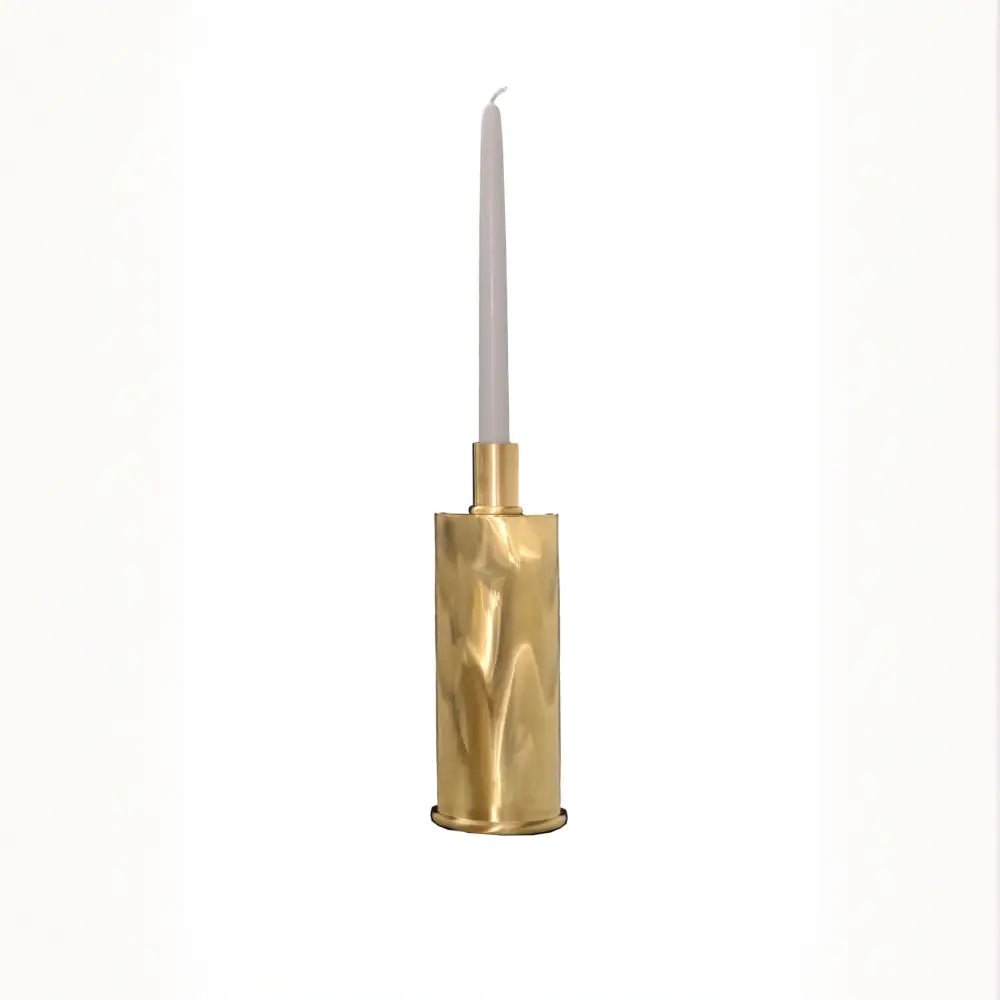 Portacandele alto in ottone spazzolato ispirato alla seta moiré - candeliere candelholder portacandele bugia candele