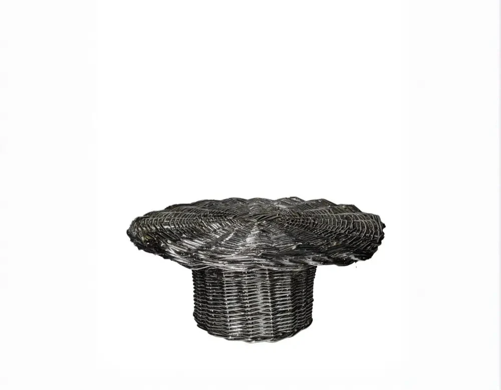 EL05 - Vaso/Alzata intrecciato silver plated - alzata alzatina vassoio contenitore vaso contenitore cesto in salice