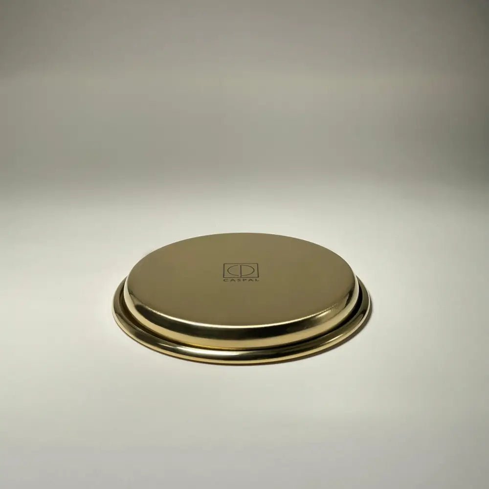 Sottobicchiere e piattino in ottone lucido RL01, design raffinato Caspal