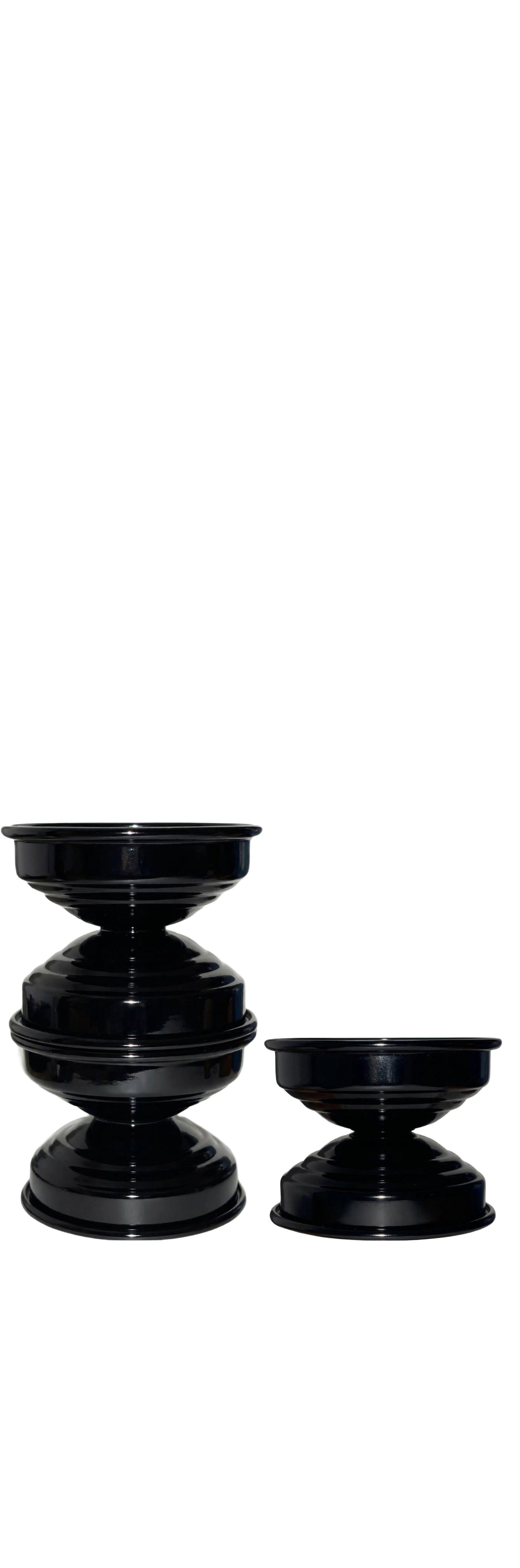 set di candelabri nero lucido