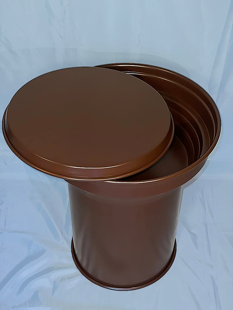 espositore side table in alluminio verniciato chocolate matt
