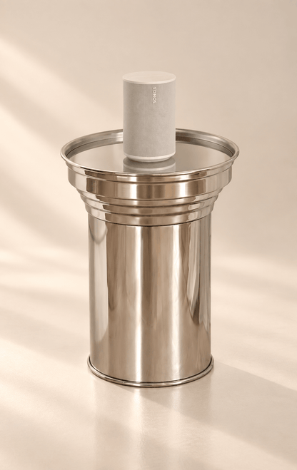 Mirror-Polished metal Side Table with Contemporary Sculptural Design
