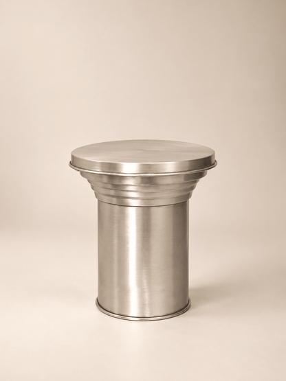 Brushed Aluminum Display Side Table – Minimalist & Versatile Design