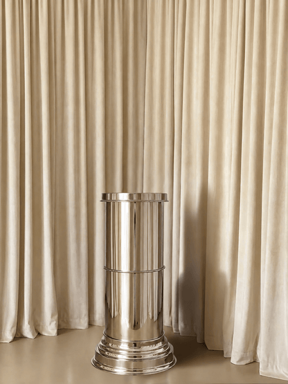 Contemporary Mirror-Polished Metal Display Column