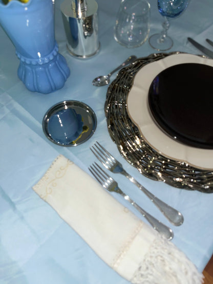Sottopiatto intrecciato color argento metal plated artigianale