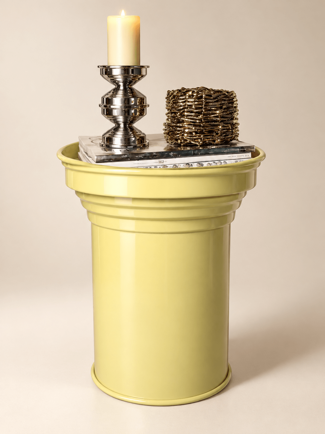 Butter Glossy Side Table – Glossy Painted Aluminum Minimal Design