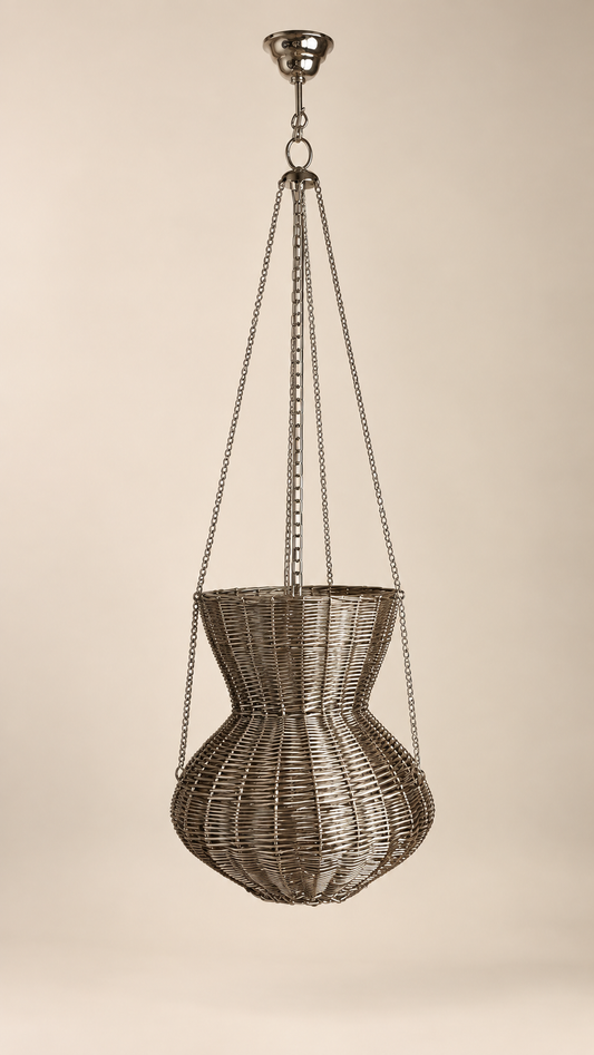 OMAN – Lampadario Scultoreo Contemporaneo in Vimini Intrecciato