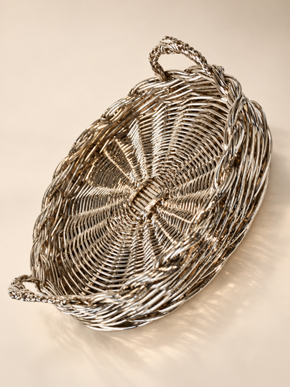Handwoven Metal Plated Decorative Basket – Italian Artisan Design