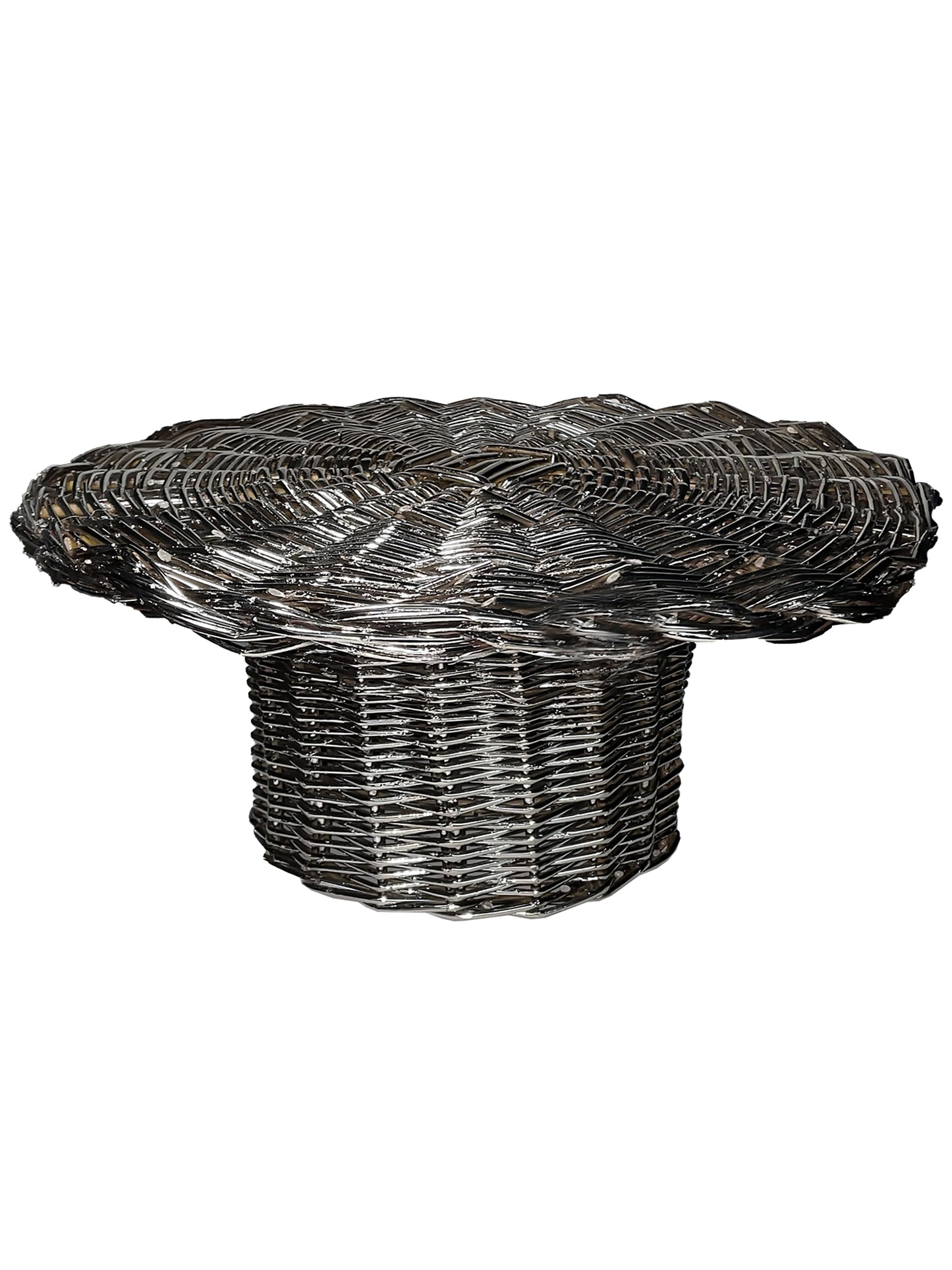 EL05 - Vaso/Alzata intrecciato silver plated - alzata alzatina vassoio contenitore vaso contenitore cesto in salice