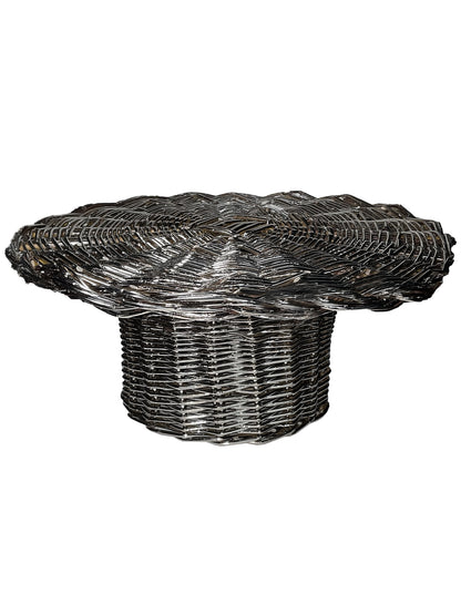 EL05 - Vaso/Alzata intrecciato silver plated - alzata alzatina vassoio contenitore vaso contenitore cesto in salice