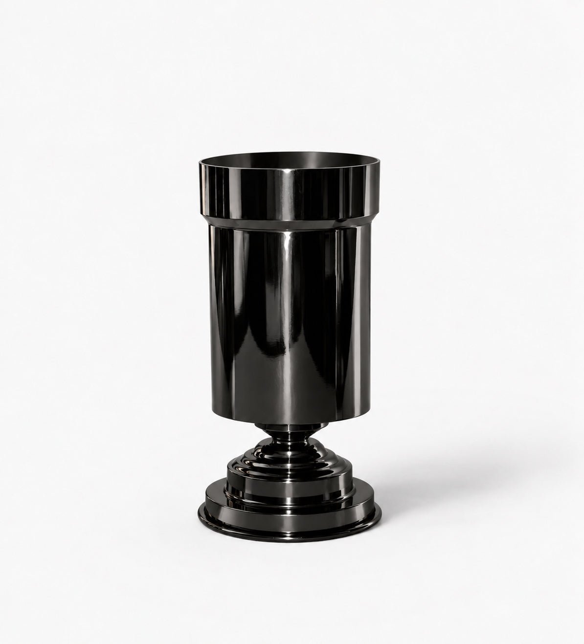 art deco amphora vase holder black glossy