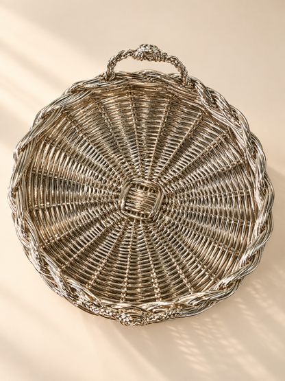cesto in vimini intrecciato a mano metal plated