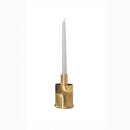 Portacandele in ottone spazzolato design moiré elegante e raffinato - candeliere candelholder portacandele bugia
