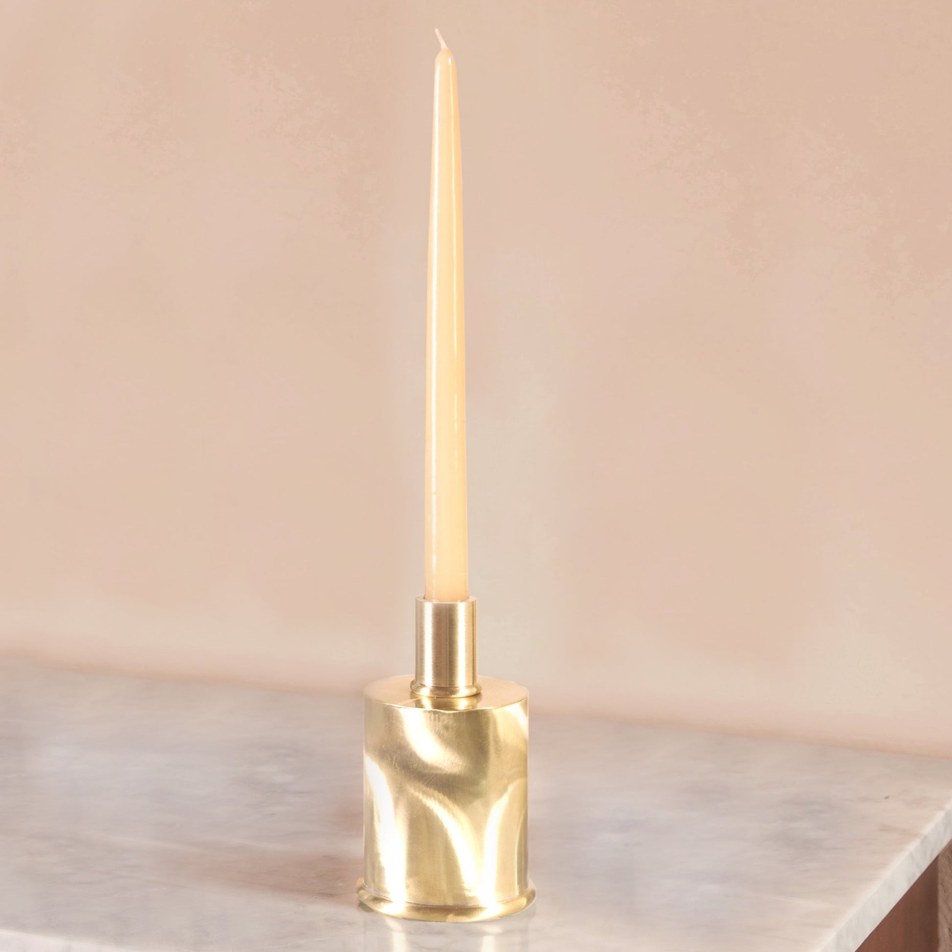 Portacandele in ottone spazzolato design moiré elegante e raffinato - candeliere candelholder portacandele bugia