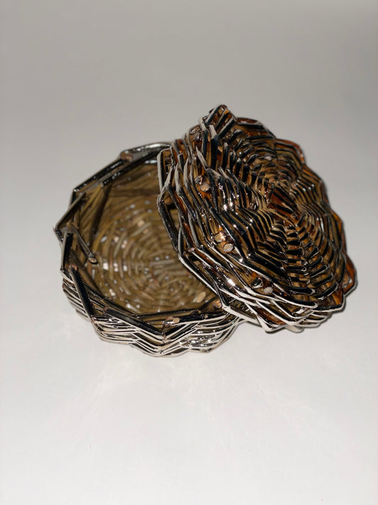 Mini cestino intrecciato silver plated - vassoio contenitore vaso contenitore cesto in salice cesto argentato