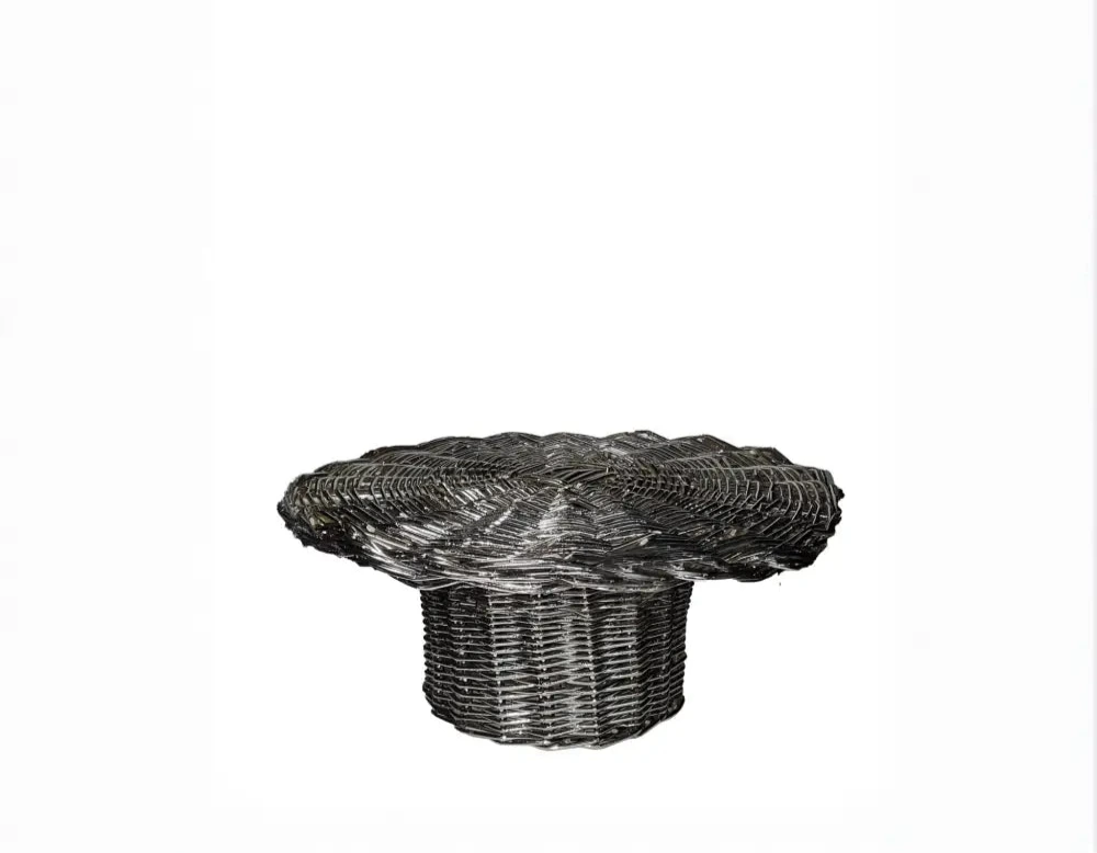 Vaso/Alzata intrecciato silver plated - alzata alzatina vassoio contenitore vaso contenitore cesto in salice cesto