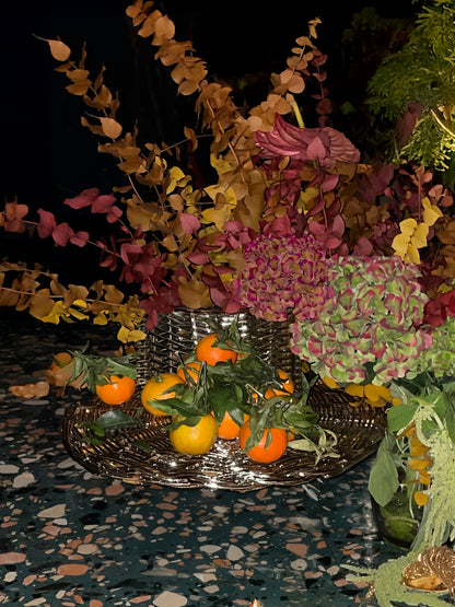 EL05 - Vaso/Alzata intrecciato silver plated - alzata alzatina vassoio contenitore vaso contenitore cesto in salice