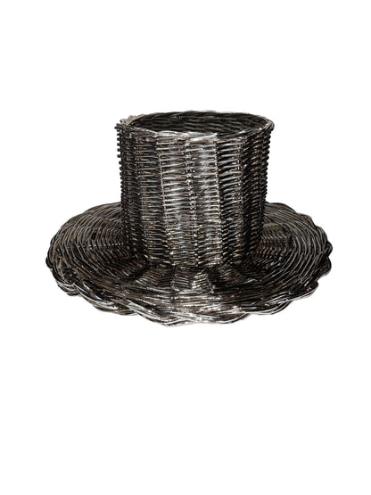 vaso design intrecciato placcato argento per mise en place 